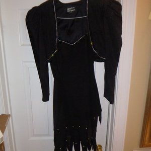 Vintage 1980's 2 Piece Leather Suede Dress Unique!
